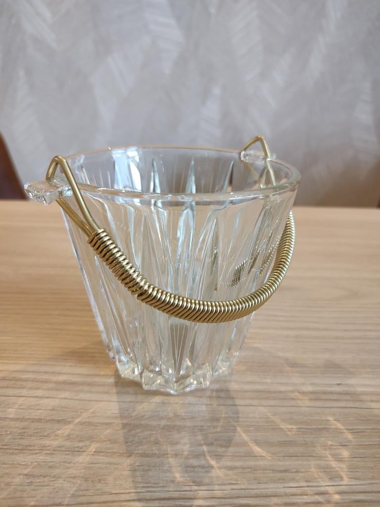Kleine ijs bucket, glazen emmer om ijsklontjes in te doen, Ophalen of Verzenden