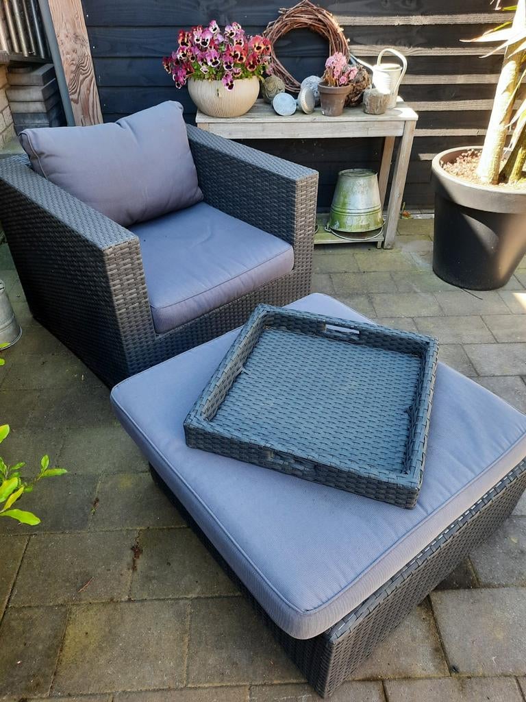 Loungestoel, Gebruikt, Hocker, Wicker, Ophalen