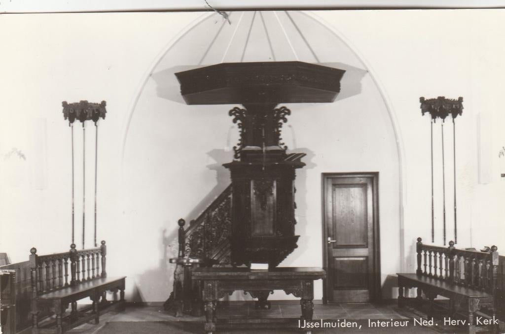 ijsselmuiden- interieur n.h. kerk, Ophalen of Verzenden, 1940 tot 1960, Friesland