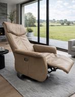 ELEKTRISCH ECHT LEREN RELAX DRAAI STOEL DESIGN FAUTEUIL, Ophalen of Verzenden, Zo goed als nieuw, Modern, 50 tot 75 cm