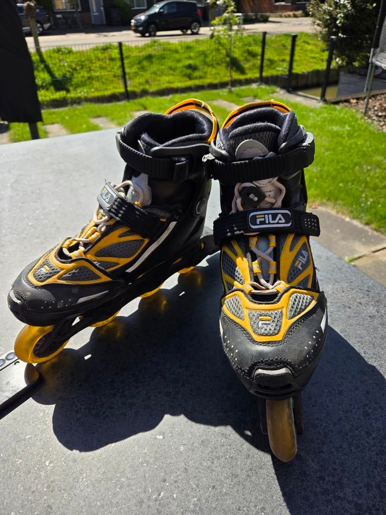 Fila Inline Skates - Zwart/Geel, Verstelbaar maat 38-41, Ophalen of Verzenden, Verstelbaar, Gebruikt, Kinderen