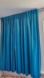 Mooi blauw gevoerd velours gordijn, Huis en Inrichting, 100 tot 150 cm, Blauw, Ophalen of Verzenden, Zo goed als nieuw