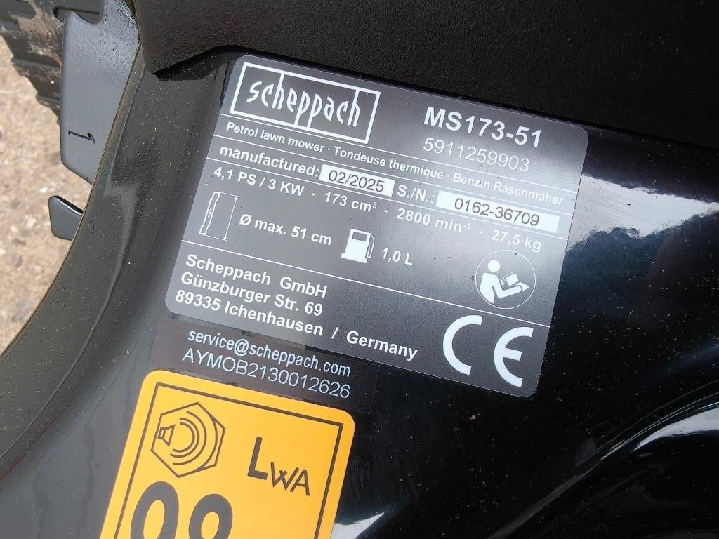 Scheppach cirkelmaaier, benzine grasmaaier, Ophalen, Cirkelmaaier, Opvangzak, MS173-51