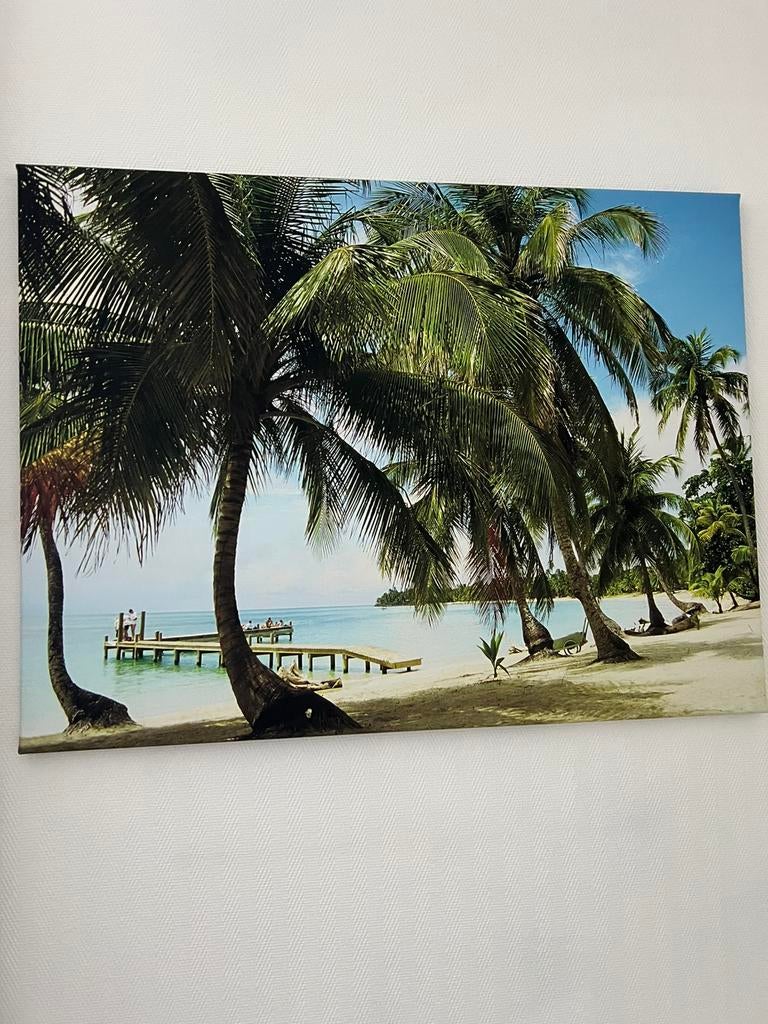 Strand met palmbomen, Huis en Inrichting, Woonaccessoires | Wanddecoraties, Ophalen, 80 cm, 60 cm