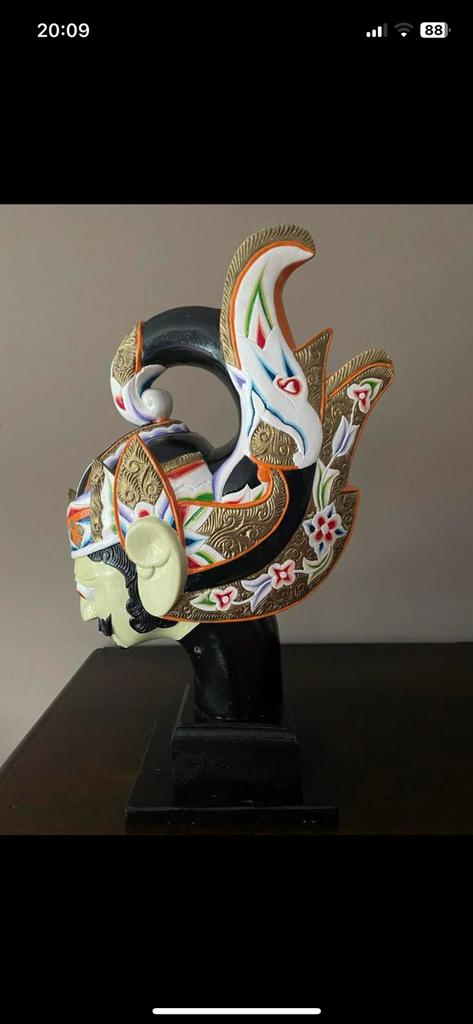 Prachtig handgestoken Javaans houten beeld, Antiek en Kunst, Kunst | Beelden en Houtsnijwerken, Ophalen of Verzenden