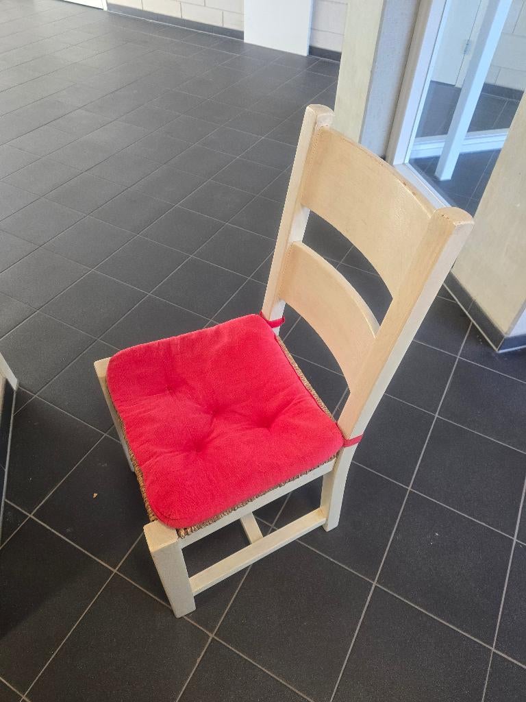 6 witte houten (mat)stoelen, Ophalen, Gebruikt, Wit, Cottage