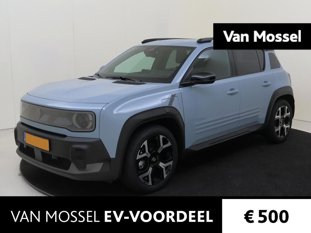 Renault 4 comfort range iconic 52 kWh | Navi | Airco | Camer, Auto's, 750 kg, 150 pk, Blauw, Leder en Stof