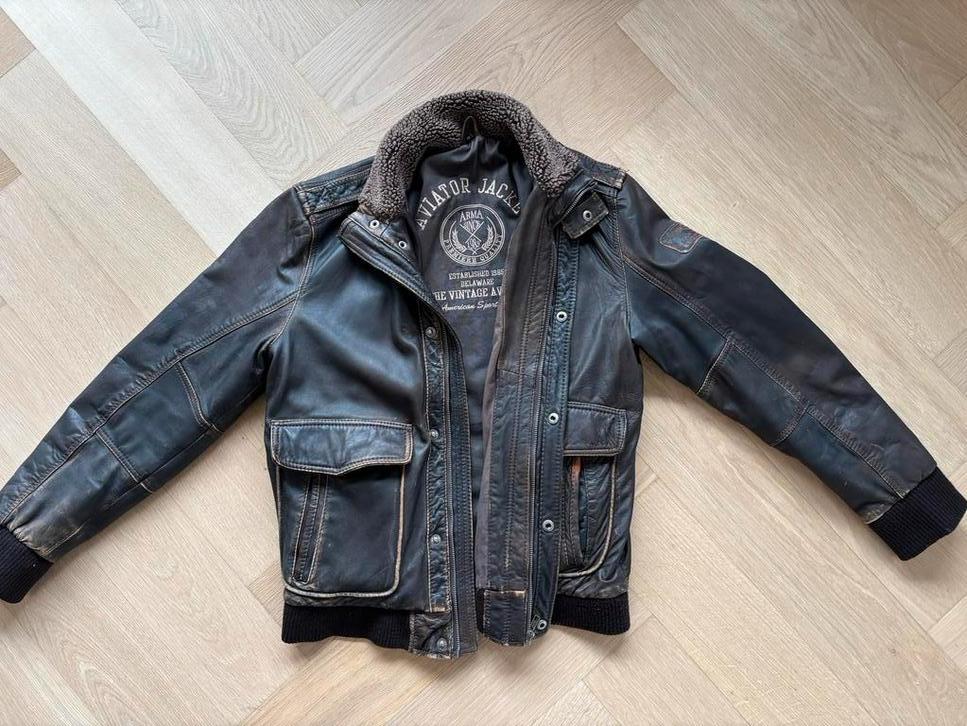 Arma Aviator Aviator Jacket - Maat 48, Ophalen of Verzenden, Gedragen, Maat 48/50 (M), Bruin