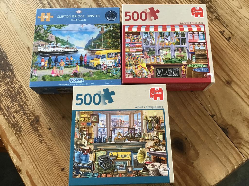 3x puzzel 500 stukjes Gibsons en 2x Jumbo, Ophalen of Verzenden, 500 t/m 1500 stukjes, Zo goed als nieuw, Legpuzzel