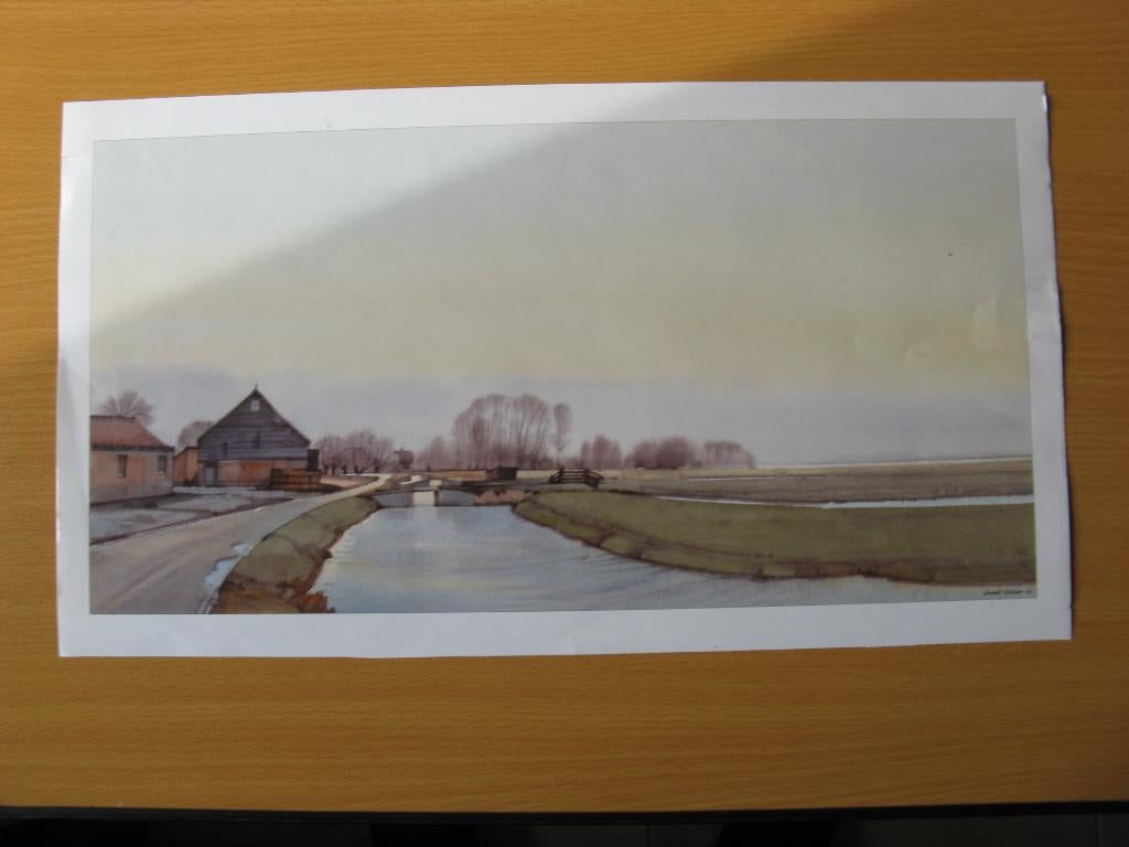 Groot Ammers krimpenervaart 1 aquarel kunstenaar, Verzenden, Voor 1940, Zo goed als nieuw, Overige onderwerpen