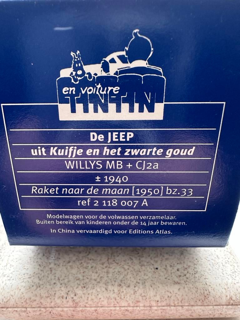 Kuifje Jeep uit Het Zwarte Goud, Verzamelen, Ophalen of Verzenden, Kuifje, Zo goed als nieuw, Beeldje of Figuurtje