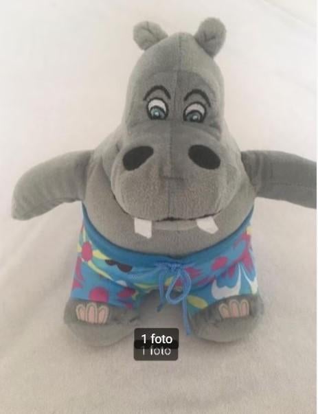 Nijlpaard Jip knuffel in zwembroek, Overige merken, Overige karakters, Overige typen, Grijs