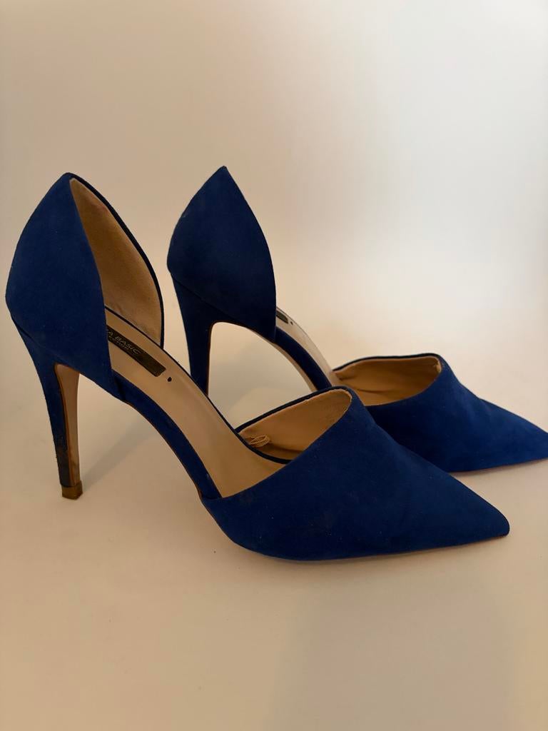 Zara Basic Blauwe Suede Pumps Maat 39, Pumps, Blauw, Ophalen of Verzenden, Gedragen