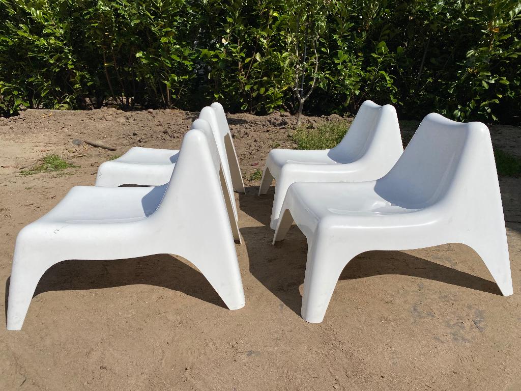 Tuinstoel kind (4 stuks) IKEA Bunsö wit, Tuin en Terras, Tuinstoelen, Ophalen, Gebruikt, Kunststof, Stapelbaar