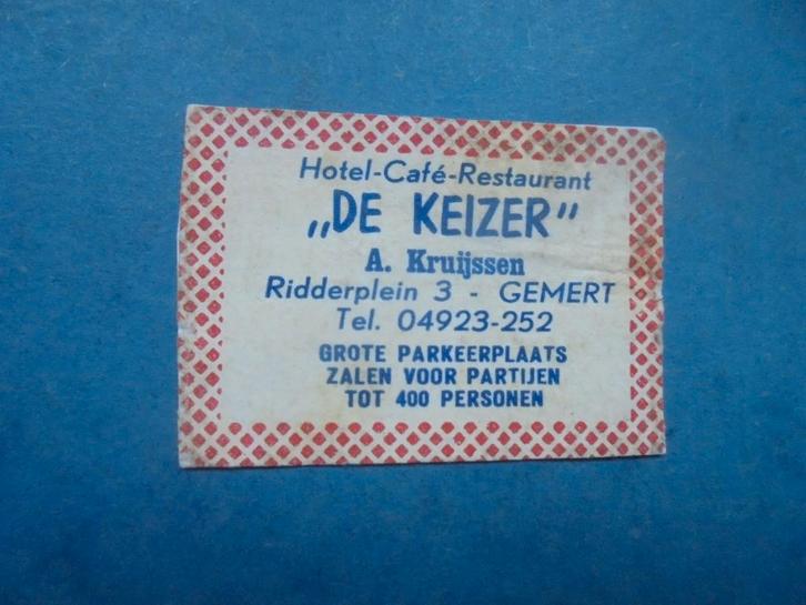 Oud lucifermerk Café De Keizer in GEMERT A. Kruijssen, Verzamelen, Rookartikelen, Aanstekers en Luciferdoosjes, Zo goed als nieuw