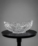 Vintage Boheemse Kristallen Ovale Schaal – Pinwheel Design, Ophalen of Verzenden
