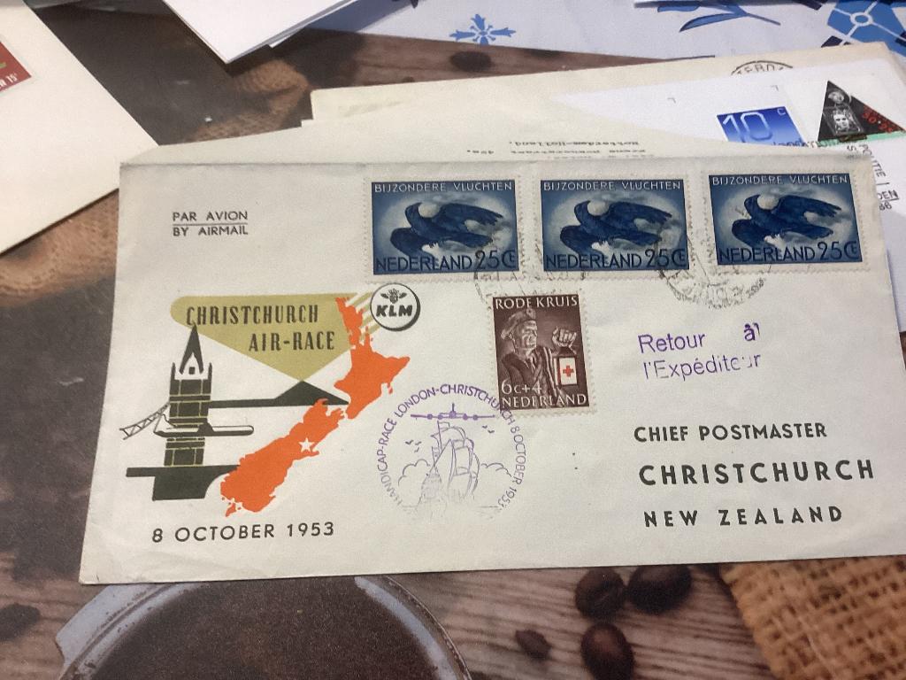 No9829 KLM Christchurch air race 19-9-1953 Heb ook van, Postzegels en Munten, Ophalen, Onbeschreven, Nederland