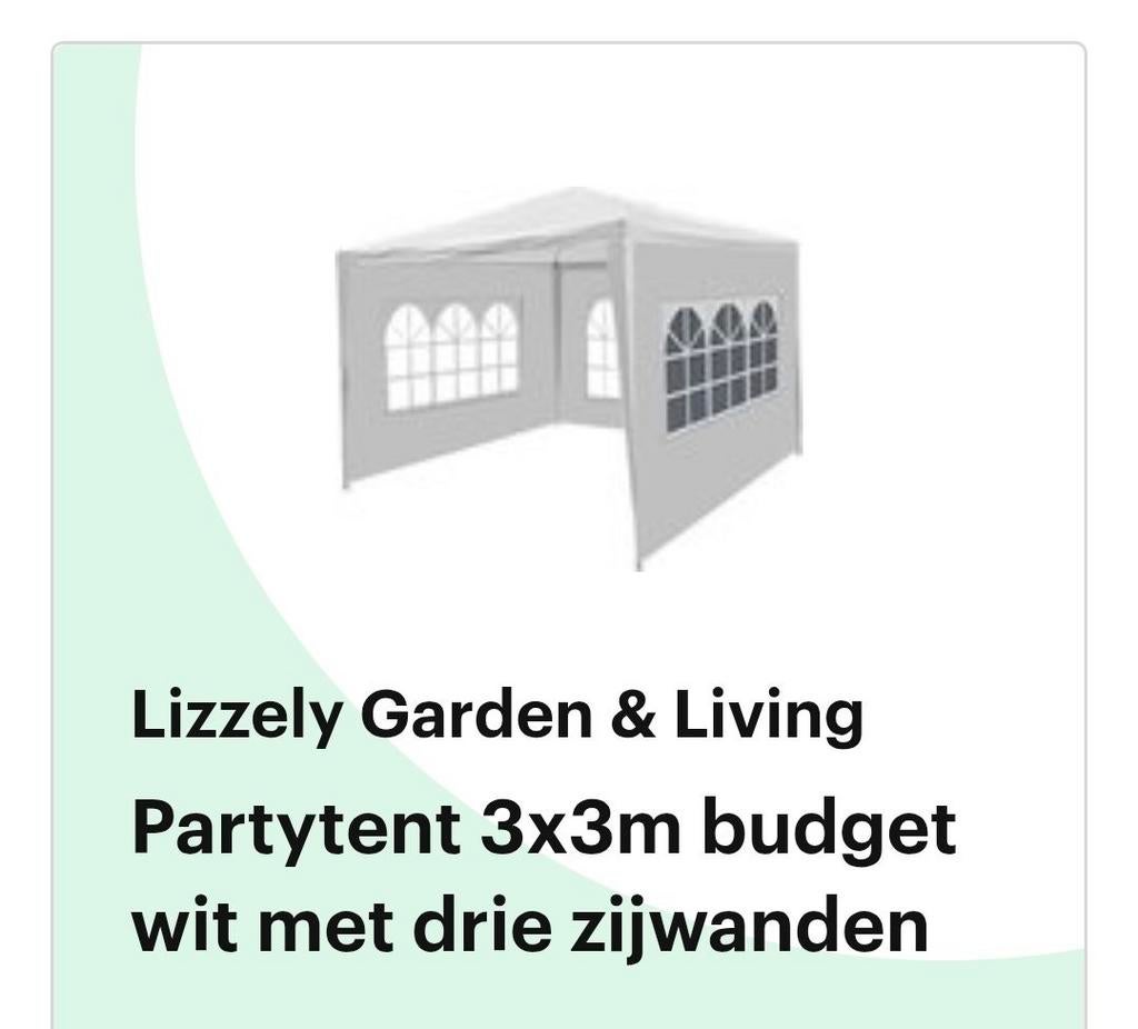 Partytent 3x3, Tuin en Terras, Partytenten, Ophalen, Partytent, Minder dan 4 meter, Nieuw