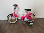 B'TWIN FIETS 14 INCH ROZE, Ophalen, Gebruikt, Minder dan 16 inch, Zijwieltjes
