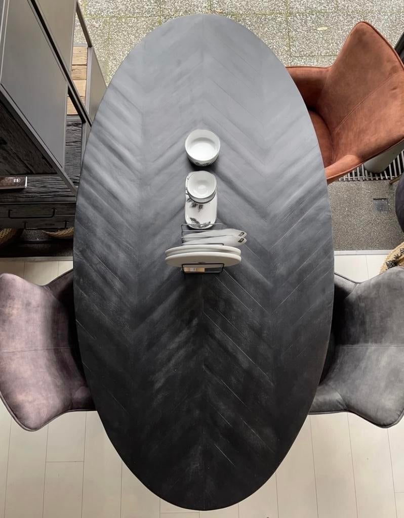 Eettafel Max Ovaal Zwart Visgraat 240cm, Huis en Inrichting, Tafels | Eettafels, Ophalen, 100 tot 150 cm, Vijf personen of meer