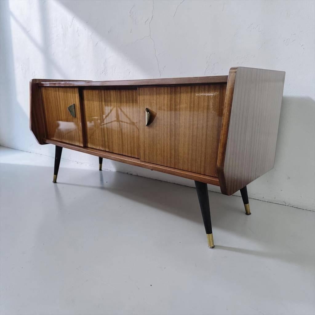 Vintage houten tvmeubel / lowboard / lage kast, Ophalen, Gebruikt, 50 tot 70 cm, 105 cm of meer