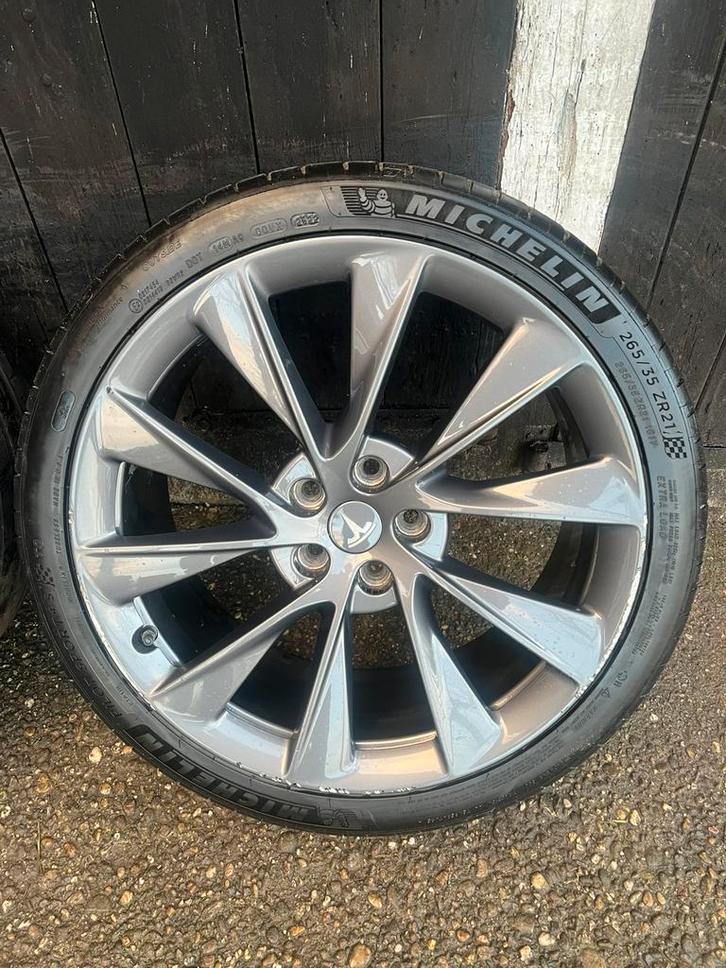 Originele Tesla model S turbine velgen 21? 5x120 breedset, Gebruikt, 265 mm, Banden en Velgen, Niet ingevuld
