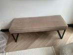 Velvet bankje taupe met zwarte stalen poten 120, Ophalen, Zo goed als nieuw, Rechthoekig, 125 cm of meer