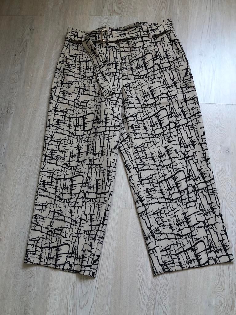 Mac zwart/beige culotte mt 40 met ceintuur, Verzenden, Zo goed als nieuw, Maat 38/40 (M), Zwart