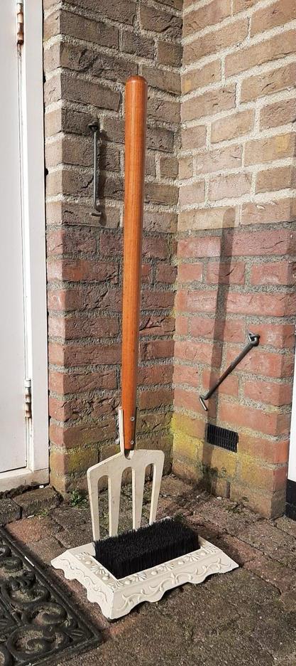 Vintage brocante voetveger schoenschraper gietijzer wit boer, Ophalen of Verzenden