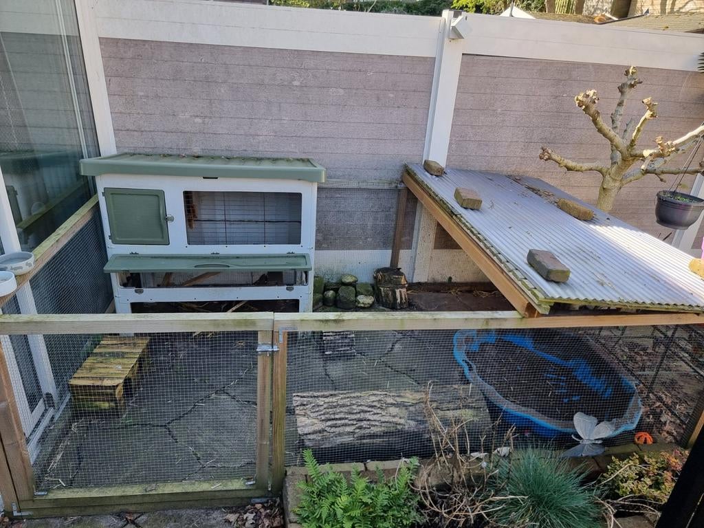 Konijnenhok + ren, Dieren en Toebehoren, Knaagdieren en Konijnen | Hokken en Kooien, Ophalen, 90 cm of meer, Hok, 110 cm of meer