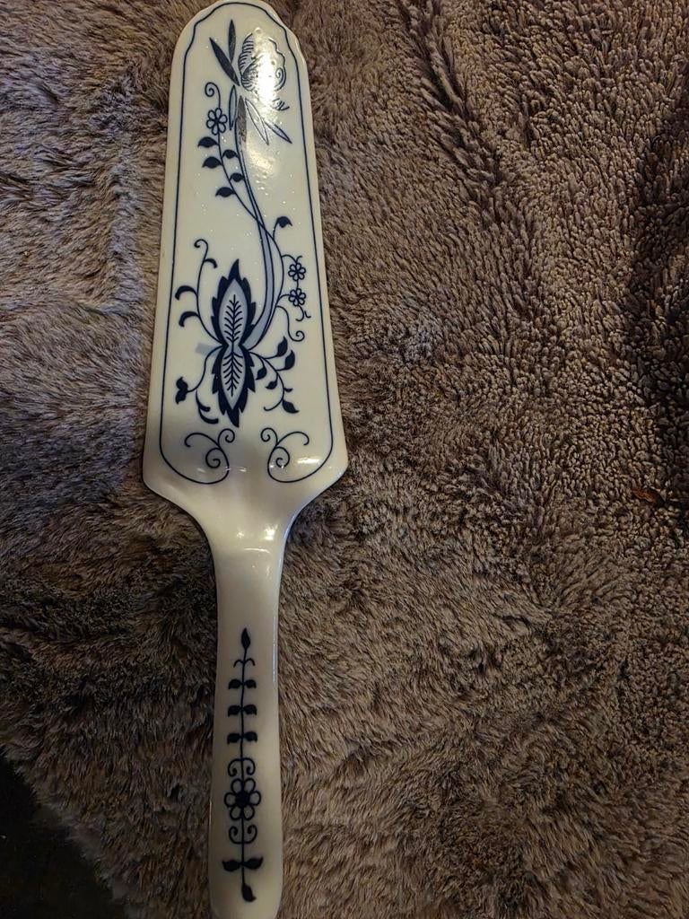 Antieke porseleinen taartschep - Blauw Saksisch decor, Antiek en Kunst, Ophalen of Verzenden
