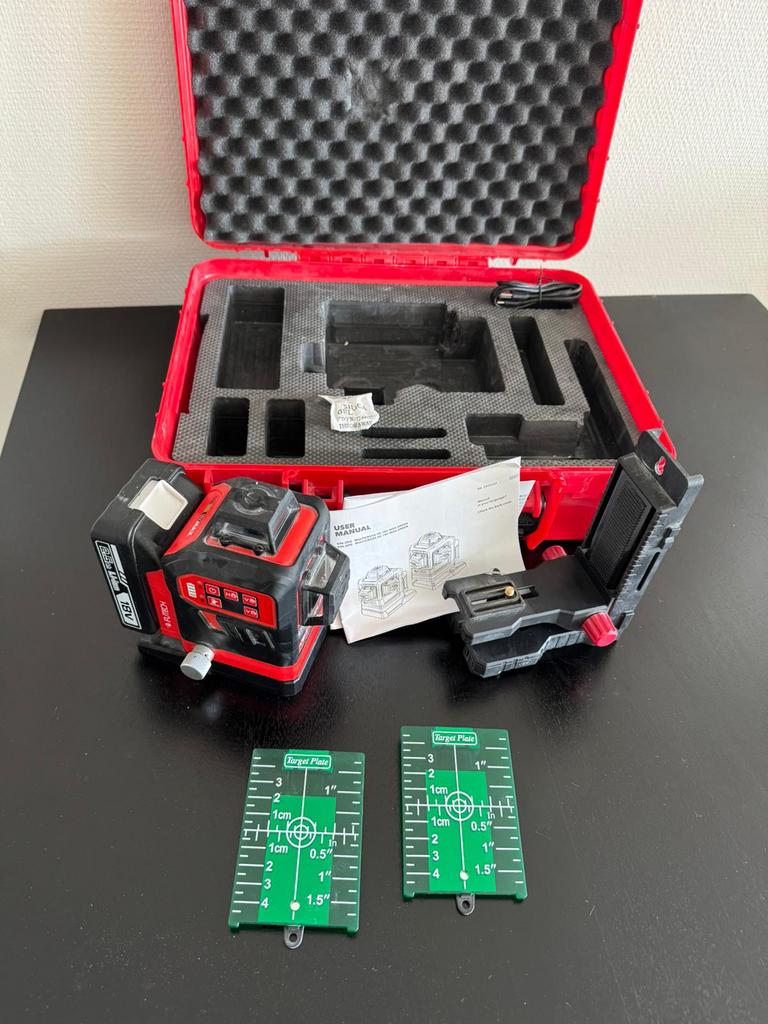 FUTECH kruislijnlaser 3D 18V ZGAN, Doe-het-zelf en Verbouw, Meetapparatuur, Ophalen, Zo goed als nieuw, Overige meters