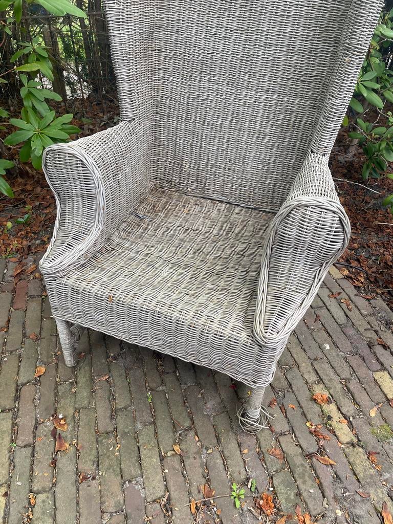 Rieten tuinstoel / oorstoel, Ophalen of Verzenden, Gebruikt, Rotan