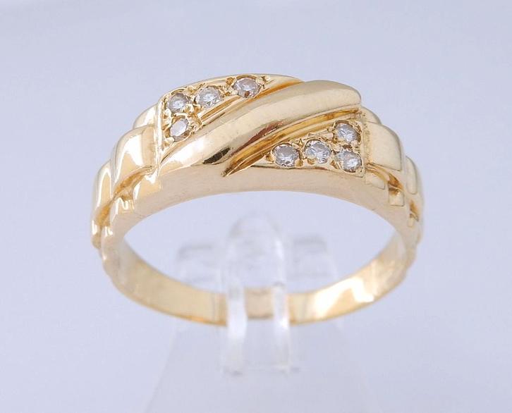 18 karaat Gouden Herenring Ring Diamanten M20, Sieraden, Tassen en Uiterlijk, Ringen, Nieuw, Heer, 20 of groter, Goud, Goud, Met edelsteen