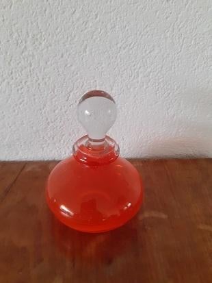 karafje oranje glas met doorzichtige stop, Antiek en Kunst, Ophalen of Verzenden