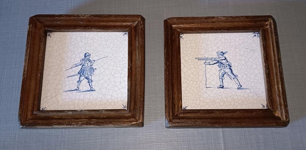Antieke Westraven Hollandse tegels in lijst - Set van 2, Antiek en Kunst, Ophalen of Verzenden
