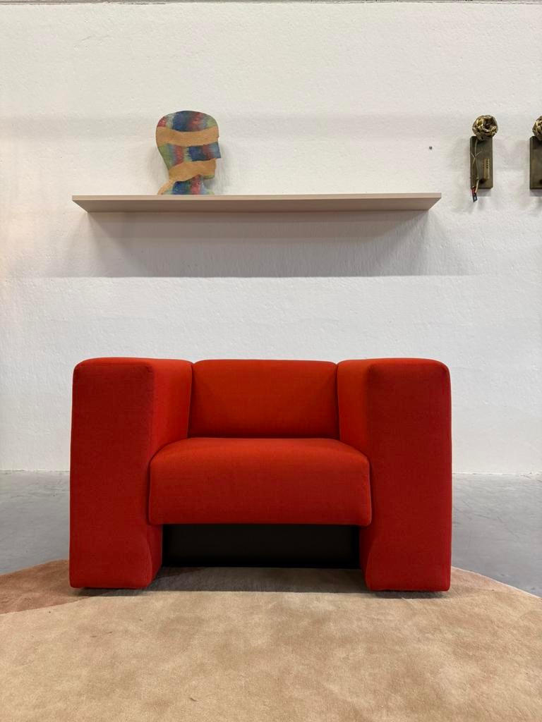 Nieuw Gelderland 430 Kubusbank Fauteuil Rime rood stoel stof, Nieuw, 75 tot 100 cm, Ophalen of Verzenden, Gelderland
