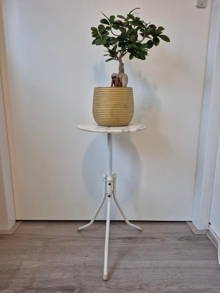 Vintage plantentafel/ bijzettafel marmer, Ophalen, Gebruikt, Vintage