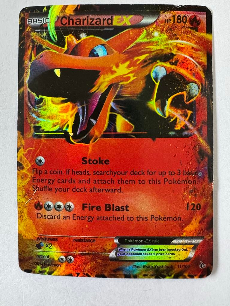 Charizard EX Pokémon Kaart -  - 2014, Ophalen of Verzenden, Gebruikt, Losse kaart, Foil