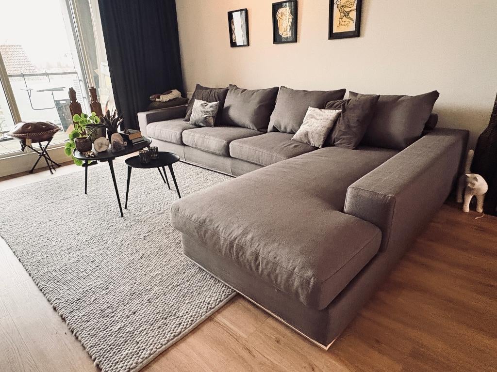 Luxe grijze hoekbank (label overgenomen door RAW Interiors), Ophalen, Gebruikt, Hoekbank, 300 cm of meer