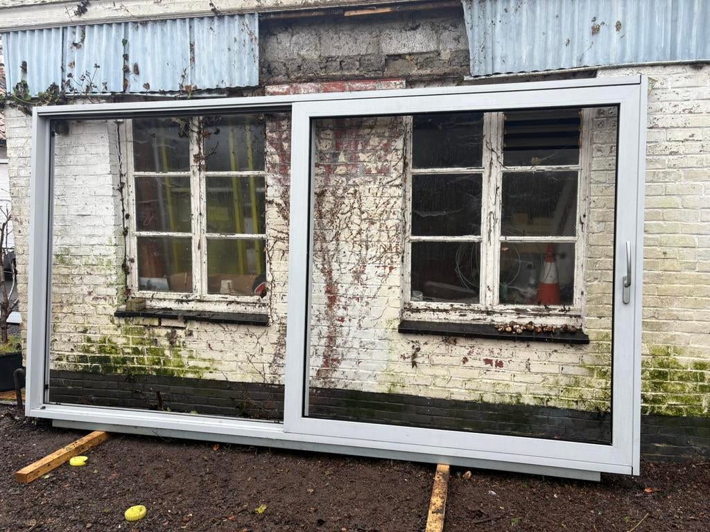 Aluminium ramen + glas op glasblok, Ophalen, Overige materialen, 100 cm of meer, Zo goed als nieuw