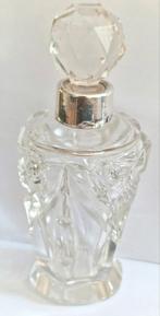 Antiek kristallen parfumflesje met zilveren hals., Antiek en Kunst, Antiek | Glas en Kristal, Ophalen of Verzenden
