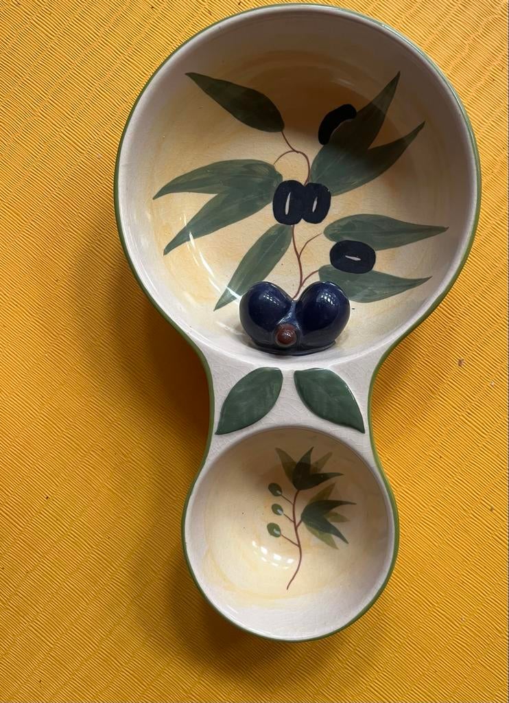 Intermezzo olijvenschaaltje met olijfdecoratie, Gebruikt, Ophalen of Verzenden, Schaal of Schalen, Overige stijlen