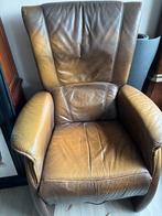 Comfortabele bruine leren fauteuil, Huis en Inrichting, Fauteuils, Ophalen, Gebruikt, Leer, 75 tot 100 cm