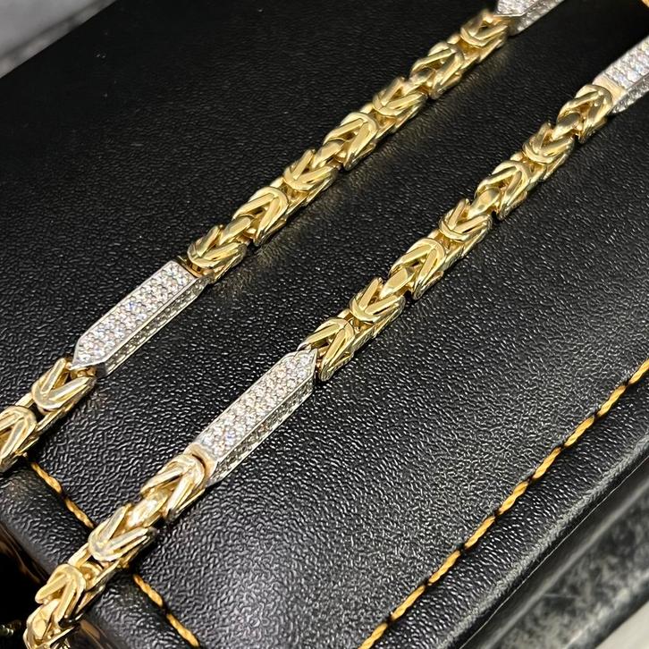 14k gouden koningsketting prachtige ketting schakel, Sieraden, Tassen en Uiterlijk, Kettingen, Zo goed als nieuw, Goud, Ophalen of Verzenden