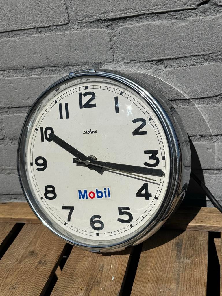 Vintage Mehne Mobil Wandklok - Industriële Stijl, Verzamelen, Gebruikt, Gebruiksvoorwerp, ., Ophalen of Verzenden
