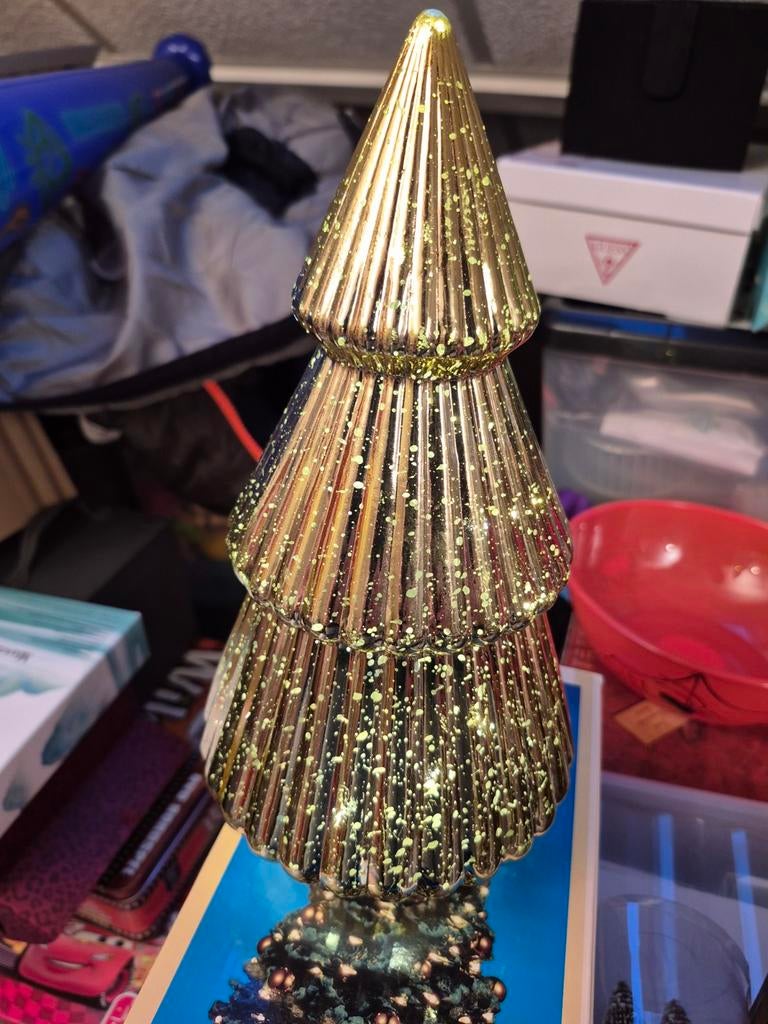 Goud kleurige kerstboom met licht kerst, Ophalen of Verzenden
