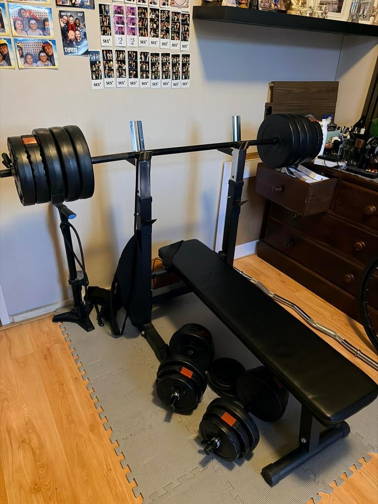 Gym Set, Sport en Fitness, Fitnessmaterialen, Ophalen, Zo goed als nieuw, Fitnessbank