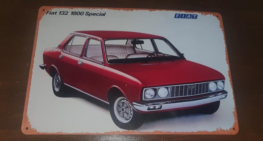 Wandbord fiat 30x20 cm wandbord heeft wel een paar deukjes., Ophalen of Verzenden, Reclamebord