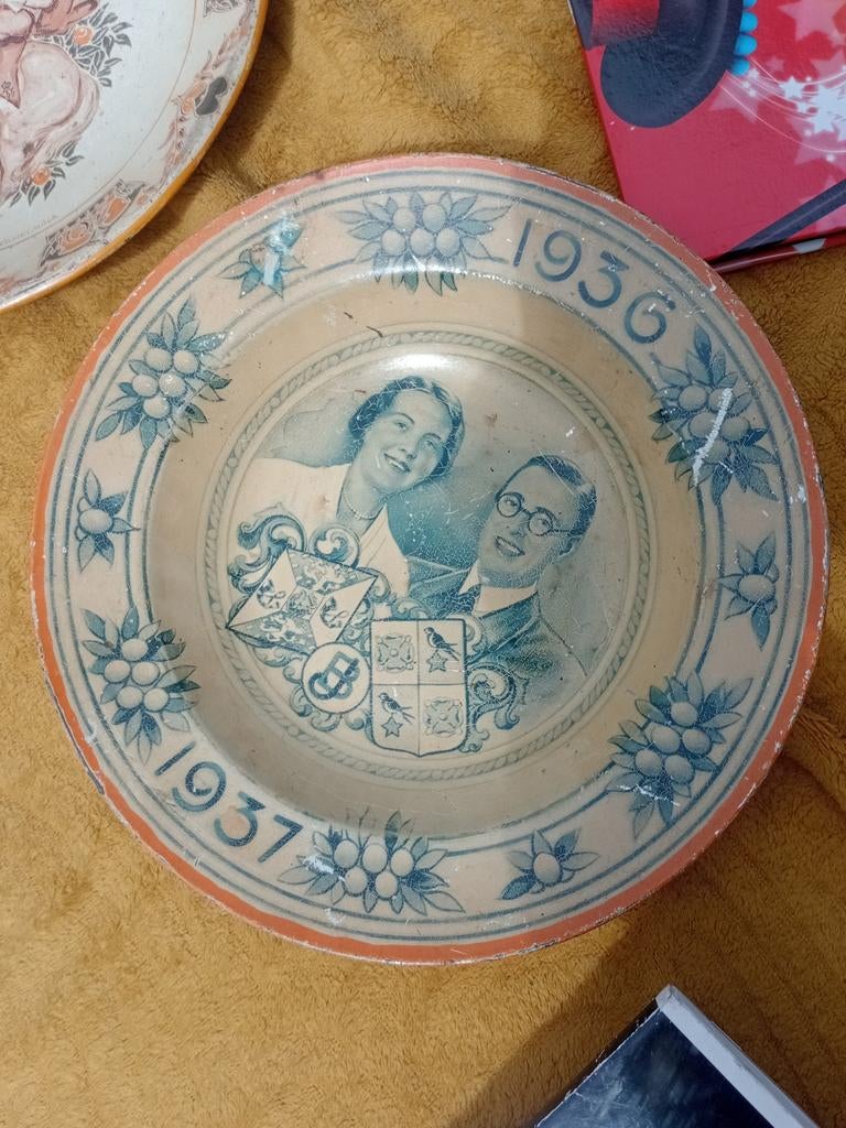 Antiek Herdenkingsbord Huwelijk 1937, Antiek en Kunst, Antiek | Wandborden en Tegels, Ophalen of Verzenden